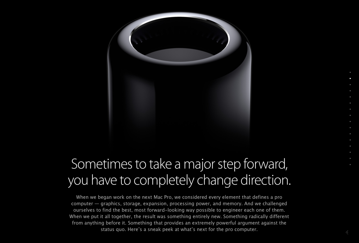 アップル 新しいMac Proは驚愕の円柱型ブラックボディに