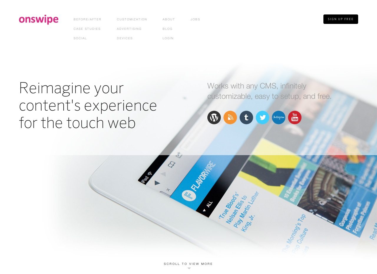 Onswipe | iPadやiPhoneの雑誌レイアウトにデザインするおしゃれなWordPressプラグイン | WordPress