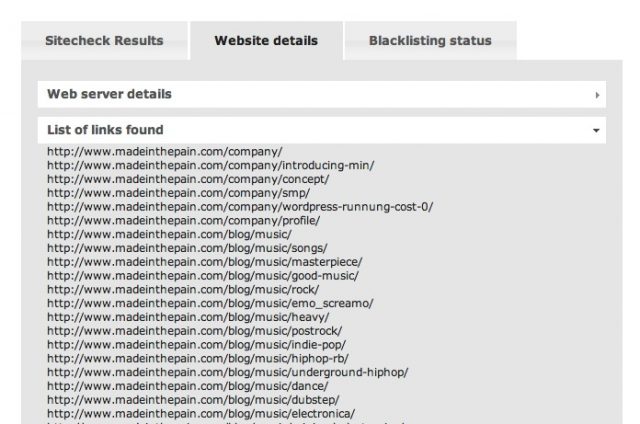 サイト内のURL一覧を取得したいときに役立つWEBサービスやサイト Sucuri SiteCheck