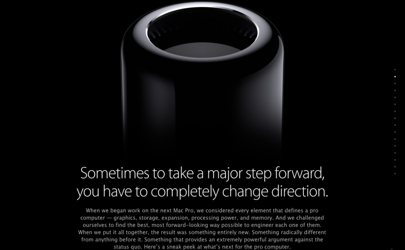 アップル 新しいMac Proは驚愕の円柱型ブラックボディに