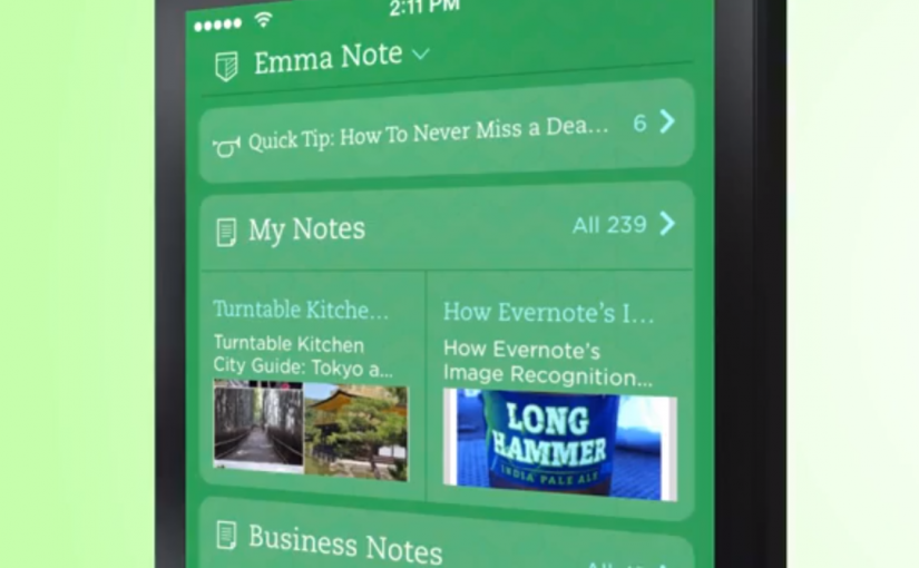EvernoteがiOS 7新登場でグリーン背景の可愛いデザインに大幅アップデート!