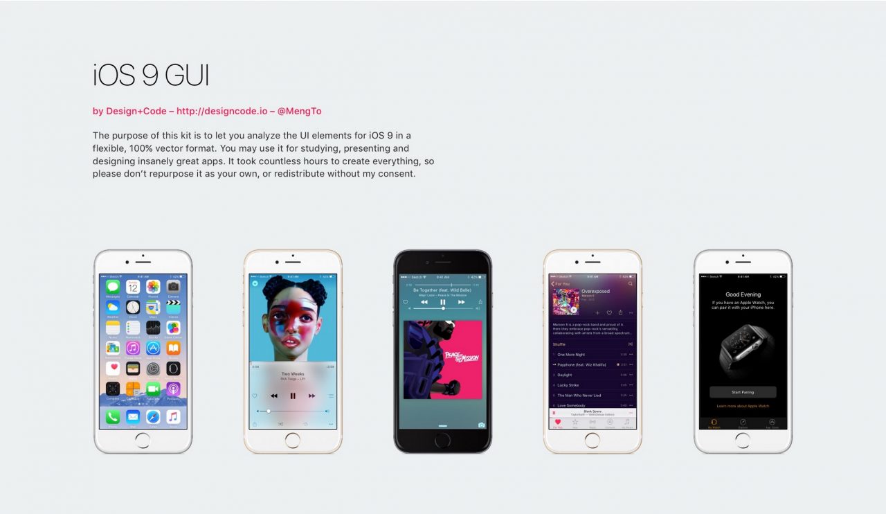 iOS 9 GUI for Sketch Design Code